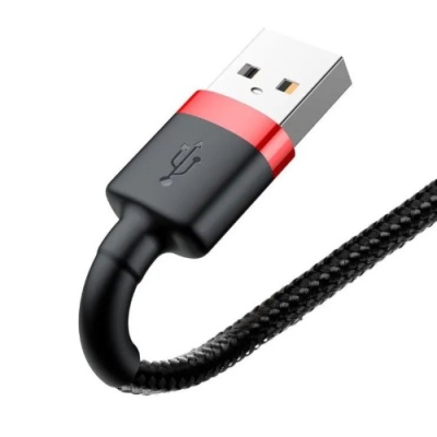 кабель baseus cafule usb - lightning 2.4a/1m (calklf-b19) (black-red) 