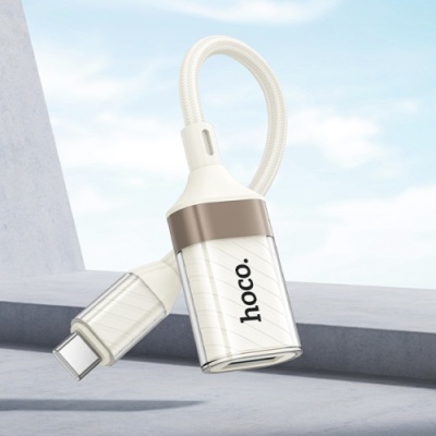 перехідник otg hoco ua39a type-c - usb (білий apricot) 
