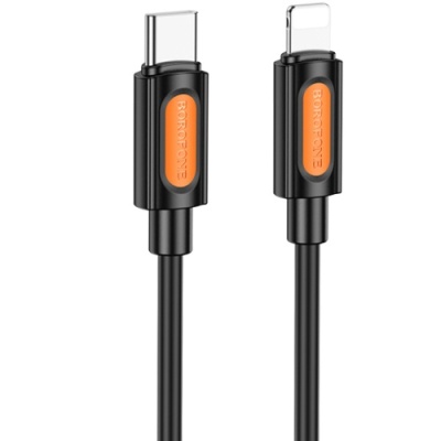 кабель borofone bx114 silicone type-c - lightning pd27w/1m (чорний) 