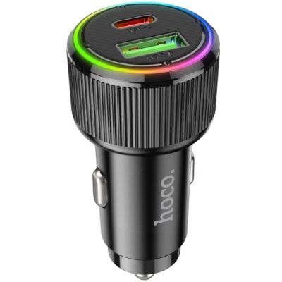Автомобільний Зарядний Пристрій Hoco NZ14A 1USB/18W/QC3.0 + 1Type-C/20W/PD (Чорний)