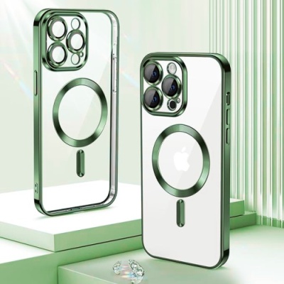 Купить чохол tpu metallic full camera with magsafe для apple iphone 13 pro (green) онлайн