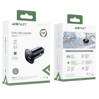 Автомобільний Зарядний Пристрій Acefast B1 mini PD + QC 3.0 (1 Type-C/1 USB/3A/38W) (чорний)