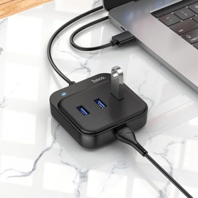 usb hub hoco hb31 easy 4-in-1 converter (usb to usb3.0*4) 1,2m. black 