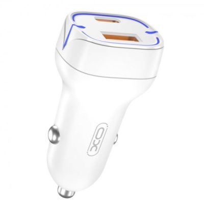 Автомобільний Зарядний Пристрій XO CC37 1USB/18W/QC3.0 + 1Type-C/20W/PD (Білий)