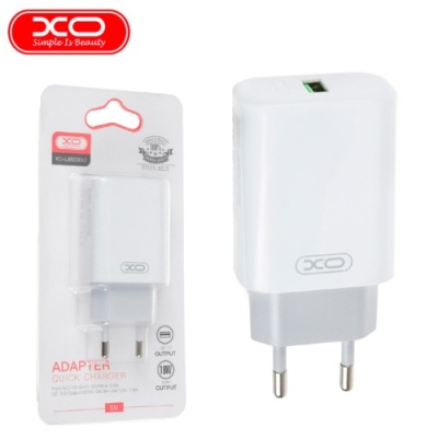 мережевий зарядний пристрій xo l85d 1usb/18w/qc3.0 (бiлий) 