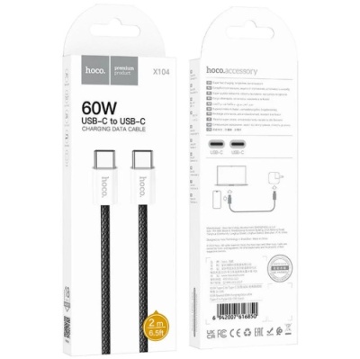 кабель hoco x104 source (pd) type-c - type-c 60w/2m (чорний) 