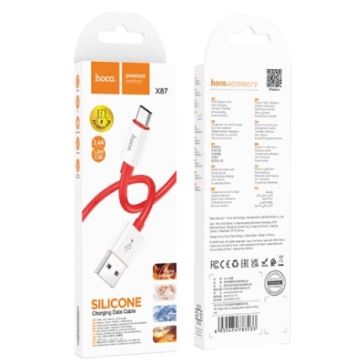 кабель hoco x87 magic silicone usb - microusb 2.4a/1m (червоний) 