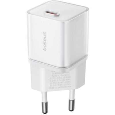 мережевий зарядний пристрій baseus gan5s (p10162504213-00) 1type-c/30w/pd (білий) 