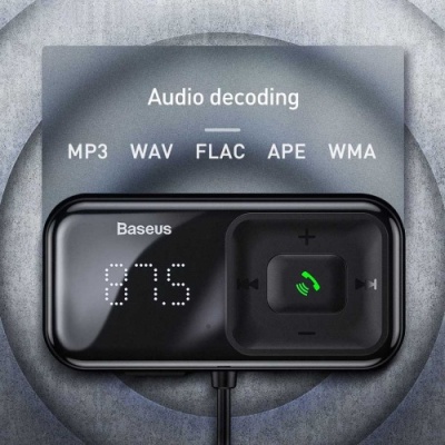FM Модулятор Baseus (CCTM-E01) T Typed S-16 2USB (Чорний)
