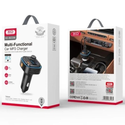 FM Модулятор XO BCC08 (QC3.0/PD) 18W/2USB + 18W (Чорний)