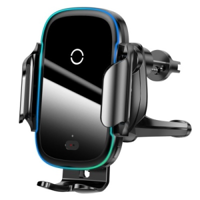 Автотримач з бездротовою зарядкою Baseus Wireless Charger Light Electric Car Mount (WXHW03-01) Black