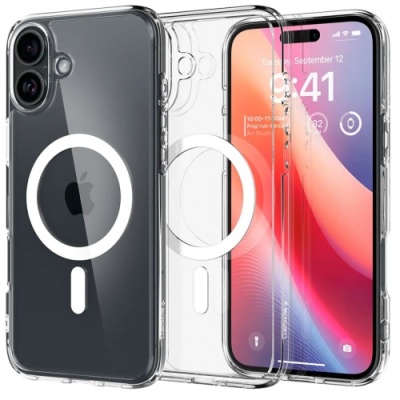 Купить чохол tpu+pc spigen ultra hybrid with magsafe для apple iphone 16 (transparent) онлайн