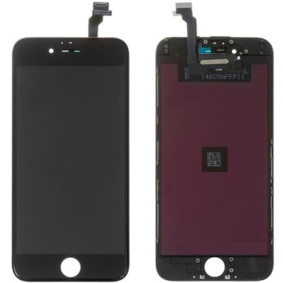 дисплей для apple iphone 6 plus з рамкою і чорним тачскріном (on-cell)