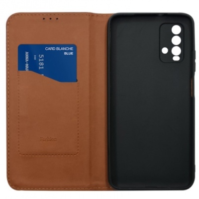 Купить чохол-книжка leather fold для xiaomi redmi 9t (коричневий) онлайн