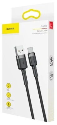 кабель baseus cafule usb - type-c 2.0a/2m (catklf-cg1) (black-grey) 