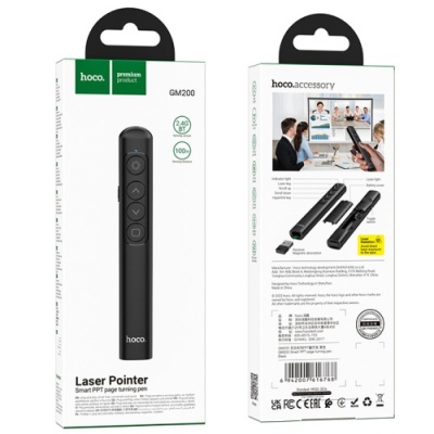 презентер із лазерною указкою hoco gm200 (бездротовий usb-приймач 2,4 ггц) (чорний) 