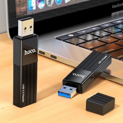 картрідер hoco hb20 mindful 2-in-1 usb2.0 (чорний) 