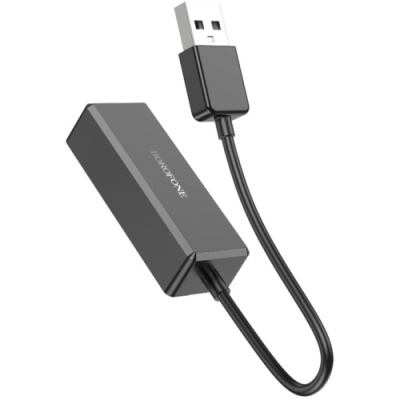 перехідник borofone dh7 ricco usb to rj45 (100 mbps) (чорний) 