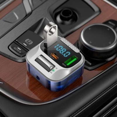 FM Модулятор Hoco E75 Bravery PD30W+QC3.0 car BT FM transmitter (Синiй)