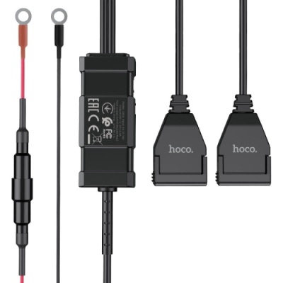 зарядний пристрій для мотоцикла hoco z45a 2usb/2.4a (чорний) 