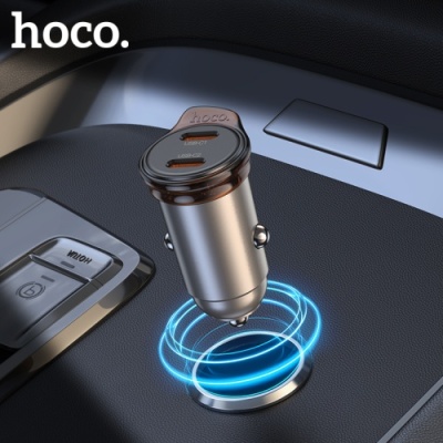 Автомобільний Зарядний Пристрій Hoco NZ16B PD45W (2Type-C) (сірий)