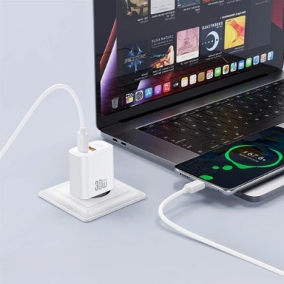 мережевий зарядний пристрій xo ce42 1usb/18w/qc3.0 + 1type-c/30w/pd (бiлий) 