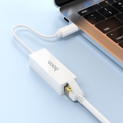 перехідник hoco ua22 type c to ethernet adapter (100 mbps) (бiлий) 