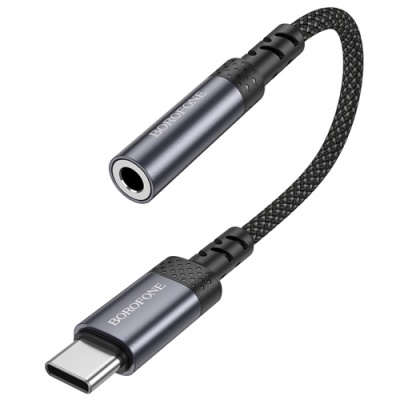 перехідник borofone bv24 type-c(male) to 3.5mm(female) 0.15m (сірий) 