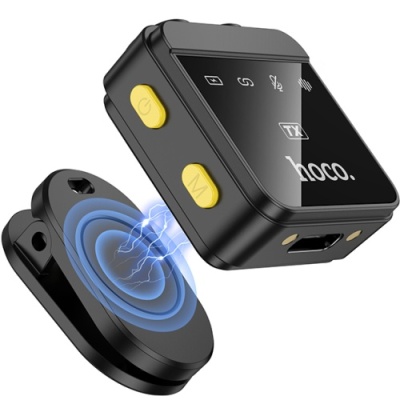 мікрофон петличний бездротовий hoco l17 lightning type-c (чорний) 