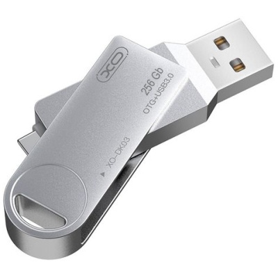 usb флеш-накопичувач xo dk03 usb3.0 + type-c 256gb (сталевий) 