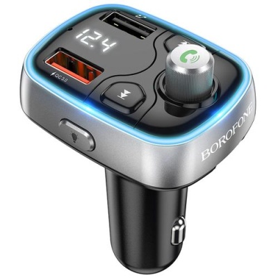 FM Модулятор Borofone BC32 Bluetooth Sunlight QC3.0 2USB/3A Black