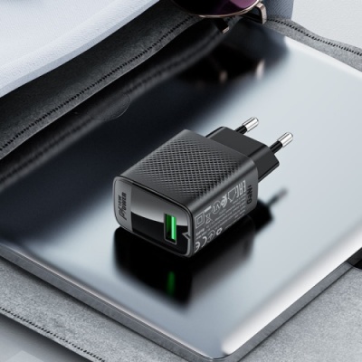 мережевий зарядний пристрій acefast a90 qc 3.0 (1usb/3a/18w) (чорний) 