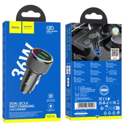 Автомобільний Зарядний Пристрій Hoco NZ14 2USB/36W/QC3.0 (Чорний)