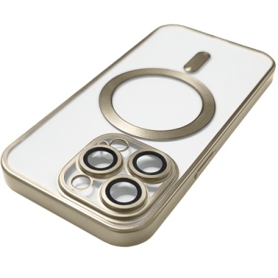 Купить чохол tpu metallic full camera with magsafe для apple iphone 15 pro max (matte gold) онлайн