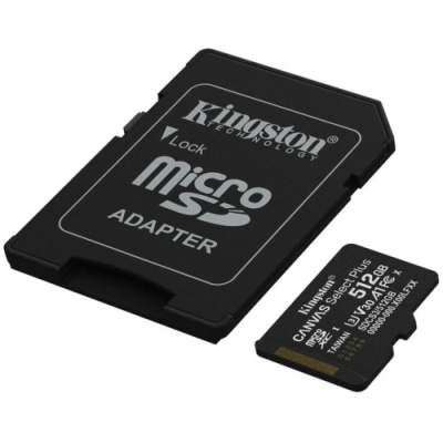 карта пам'яті microsdxc (uhs-1 u3) kingston canvas select plus gen3 512gb class 10 а1 v30 (r-150mb/s) (adapter sd) 