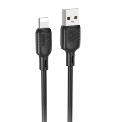 кабель borofone bx113 silicone usb - lightning 2.4a/1m (чорний) 