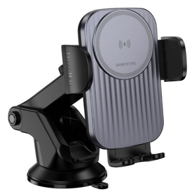 Автотримач Borofone BH222 Wireless 15W (Сiрий)