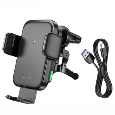 Автотримач Hoco HW10 з безпровідним зарядним пристроєм (Чорний)