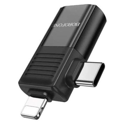 перехідник borofone bv18 lightning - type-c - usb 2.0 (чорний) 