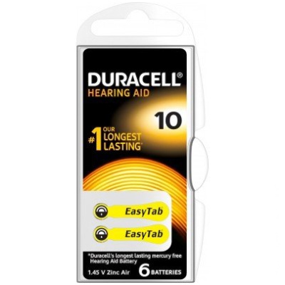 батарейка duracell da-10 (6шт) 