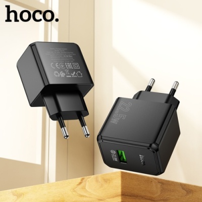 мережевий зарядний пристрій hoco cs17a 1usb/22.5w/qc3.0 multi-protocol (чорний) 