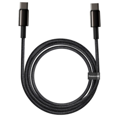 кабель baseus tungsten gold type-c - type-c 100w/2m (catwj-a01) (black) 
