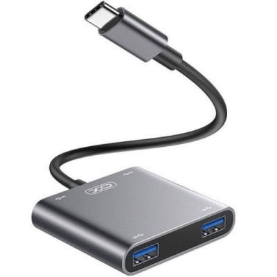 usb hub xo hub012b type-c to 4usb 3.0 (чорний) 