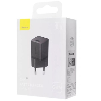 мережевий зарядний пристрій baseus gan5 (ccgn070502) 1type-c/30w/pd (білий) 