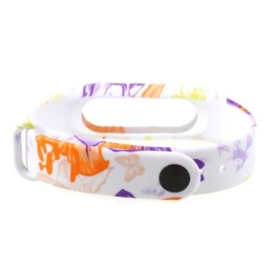 ремінець для xiaomi mi band 5/6/7 №18 фіолетові/помаранчеві квіти 
