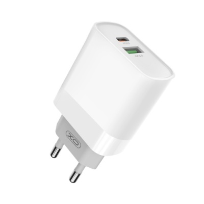 мережевий зарядний пристрій xo l64 1usb/18w/qc3.0 + 1type-c/20w/pd (бiлий) 