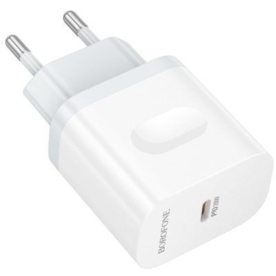 мережевий зарядний пристрій borofone ba99a 1type-c/20w/pd (білий) 