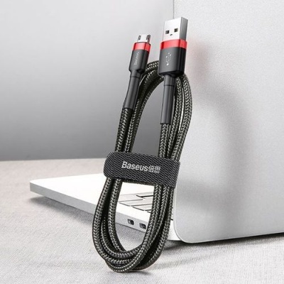 кабель baseus cafule usb - microusb 2.4a/0.5m (camklf-a91) (black-red) 