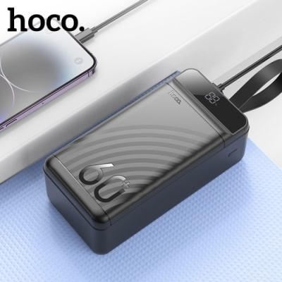 додаткова батарея power bank hoco j123c element 22.5w+pd20w with digital display 60000 mah (чорний) 