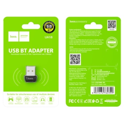 bluetooth-адаптер hoco ua18 5.0 (чорний) 